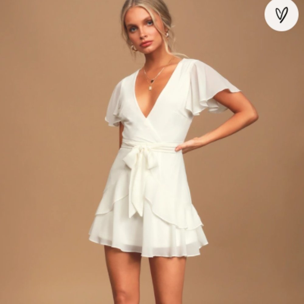 Lulu's Sweet Like You White Ruffled Mini Dress